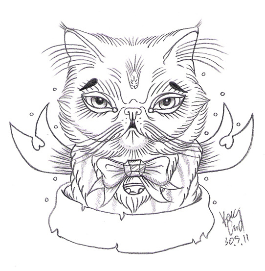 542x553 Cat Tattoo Sketch Rock Candy - Cat Tattoo Sketch