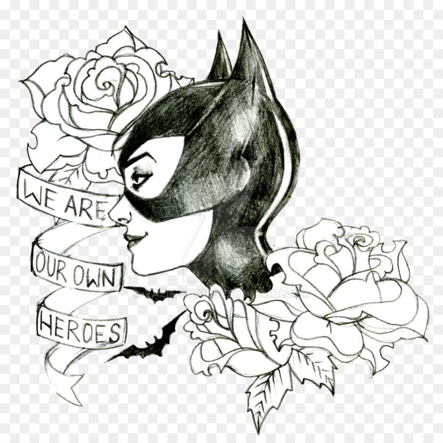 900x900 Catwoman Batman Tattoo Batwoman Drawing - Cat Tattoo Sketch