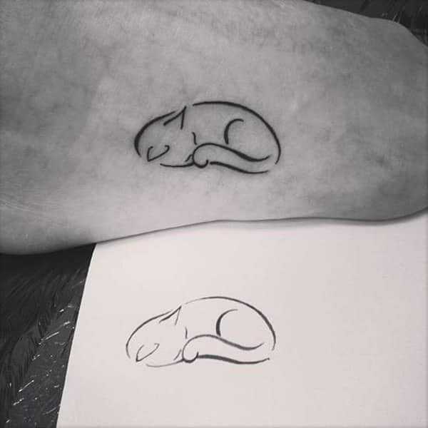 600x600 117 Cat Tattoos That Are Way Too Purrfect! - Cat Tattoo Sketch