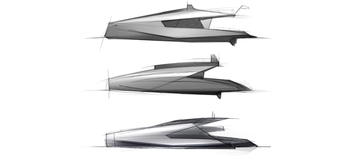 1160x520 Concept Catamaran Jfa Yachts Peugeot Sketch - Catamaran Sketch