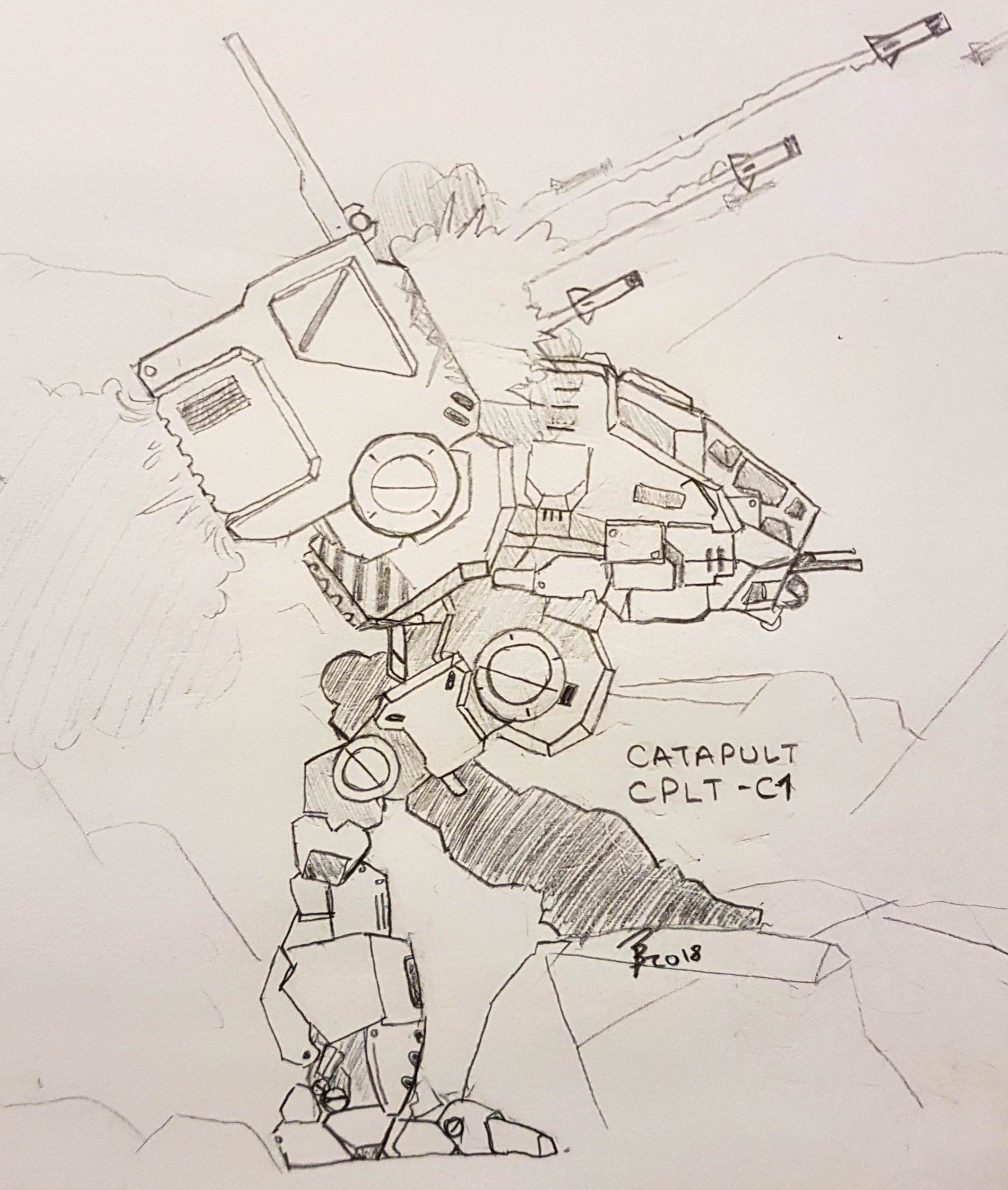 2133x2519 Catapult Cplt C1 Sketch Battletechgame - Catapult Sketch