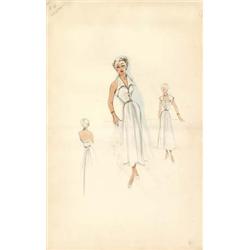 250x250 Edith Head Costume Sketch Of Grace Kelly For To Catch A Thief - Catch Sketch