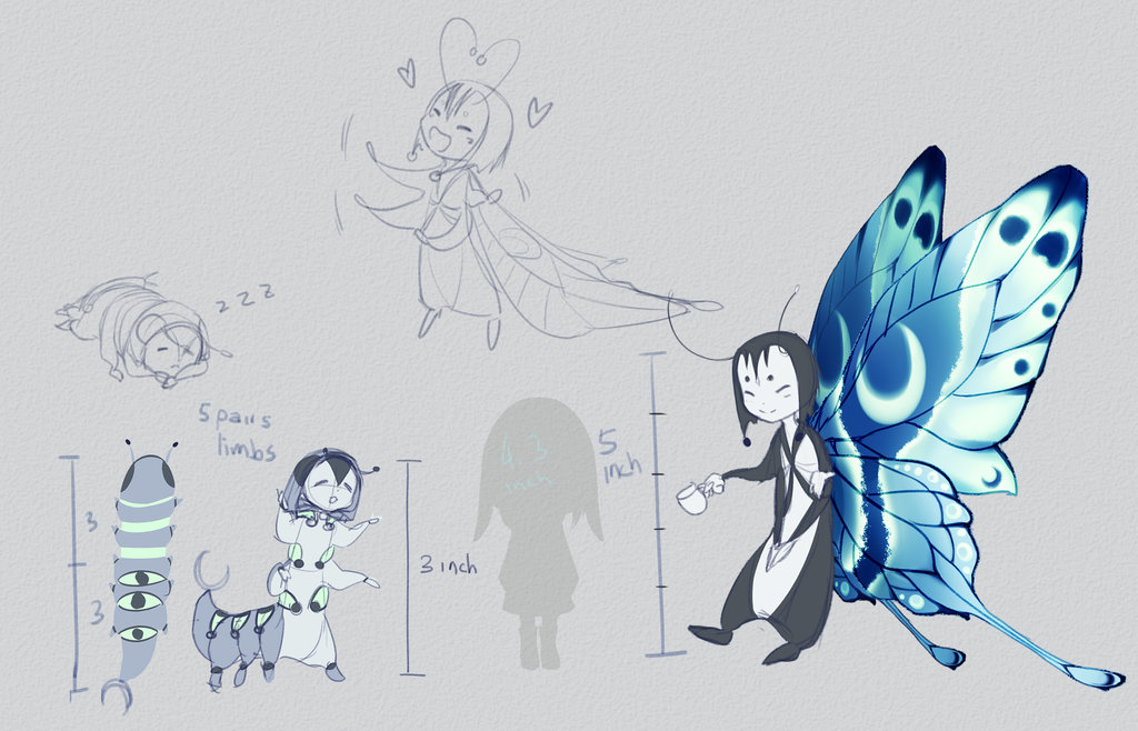 1024x658 Sols Caterpillar And Butterfly [Sketch] By Skullbutterfly On - Caterpillar Sketch