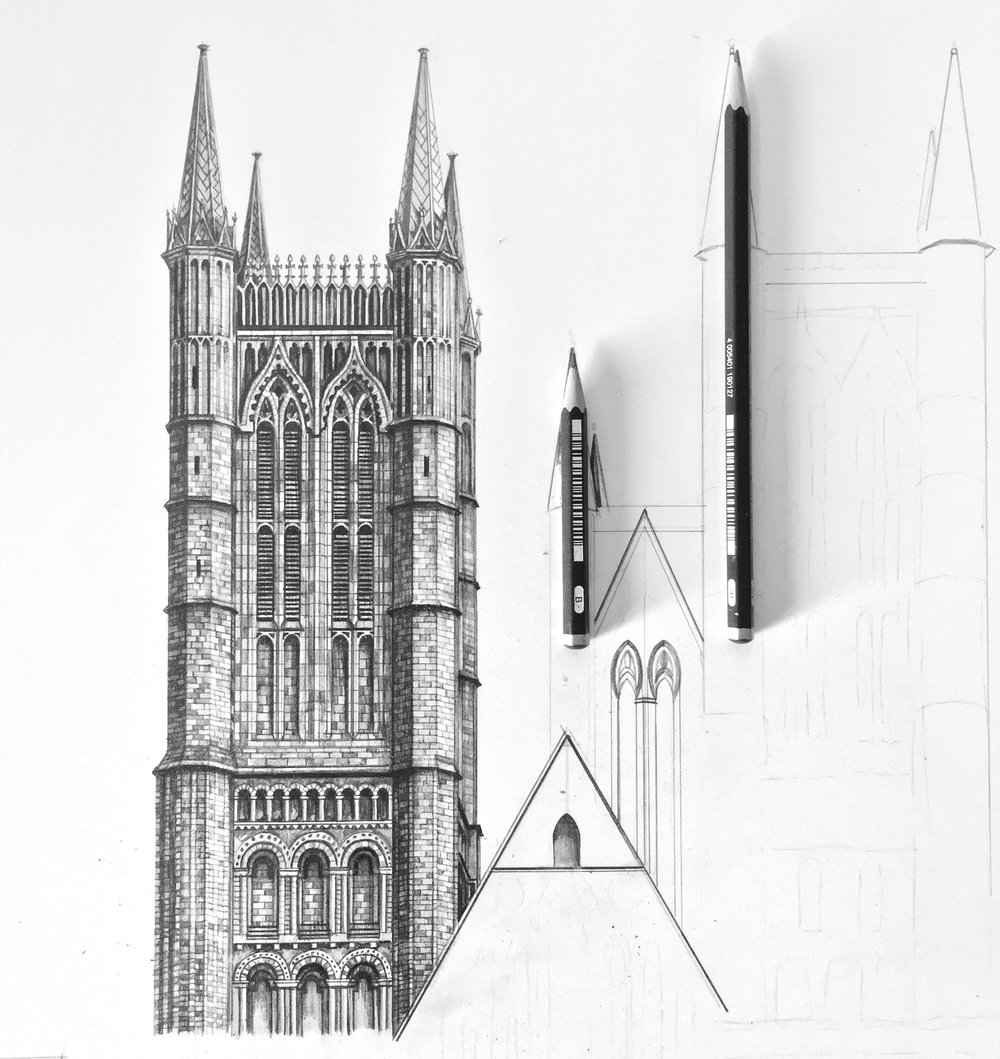 1000x1059 Lincoln Cathedral Minty Sainsbury - Cathedral Sketch