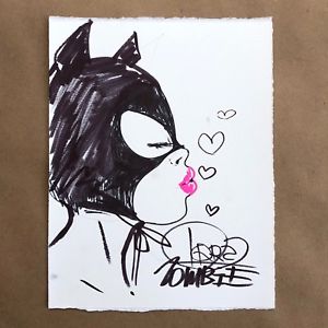 300x300 Lora Zombie Catwoman Original Art Ink Drawing Signed Sketch Mondo - Catwoman Sketch