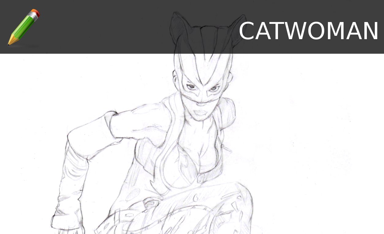 1253x765 Speed Drawing Catwoman - Catwoman Sketch