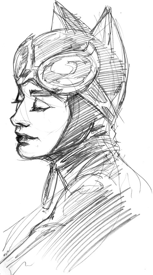 500x899 Catwoman Hepburn! Dave Stokes Sketch Blog - Catwoman Sketch
