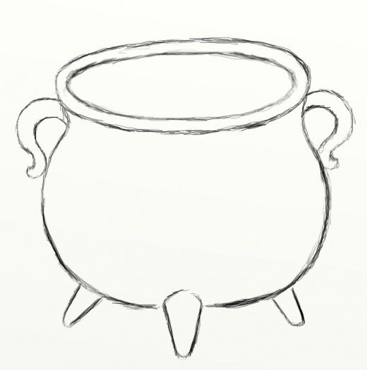 520x525 How To Draw A Cauldron Feltmagnet - Cauldron Sketch