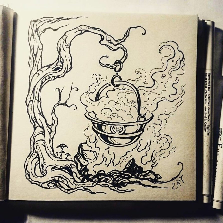 893x894 Instaart - Cauldron Sketch