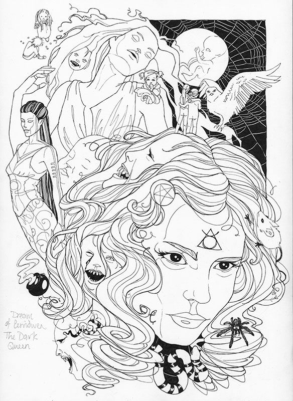 584x800 First Sketch Of Triple Goddess Series Dream Of Cerridwen. Nomeart - Cauldron Sketch