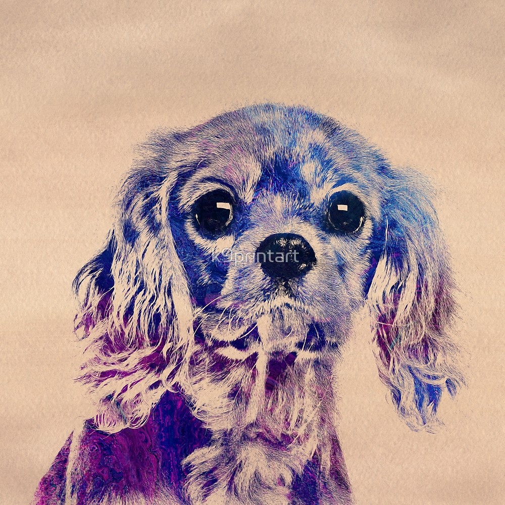 1000x1000 Cavalier King Charles Spaniel Puppy Sketch By K9printart Redbubble - Cavalier Sketch
