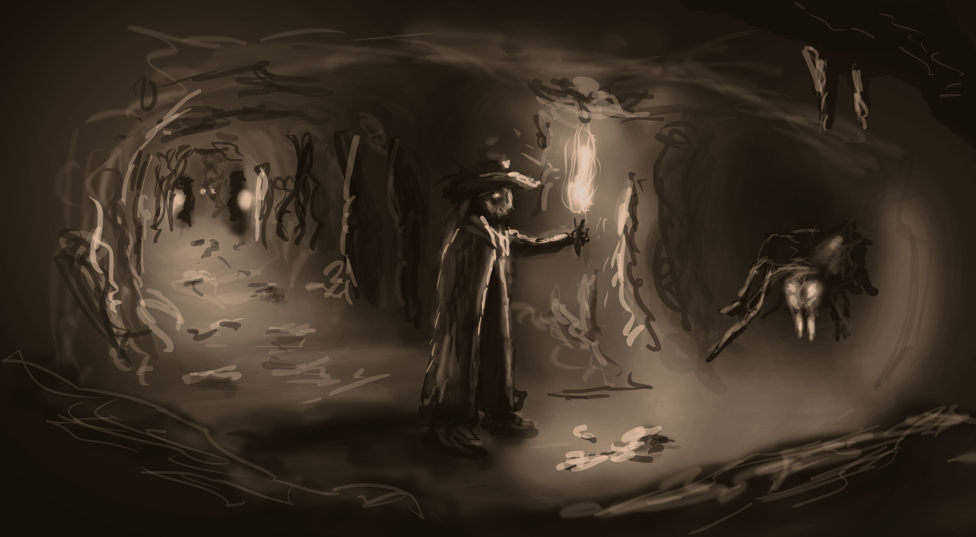 4000x2200 Fast Sketch, Cave . Image - Cave Sketch