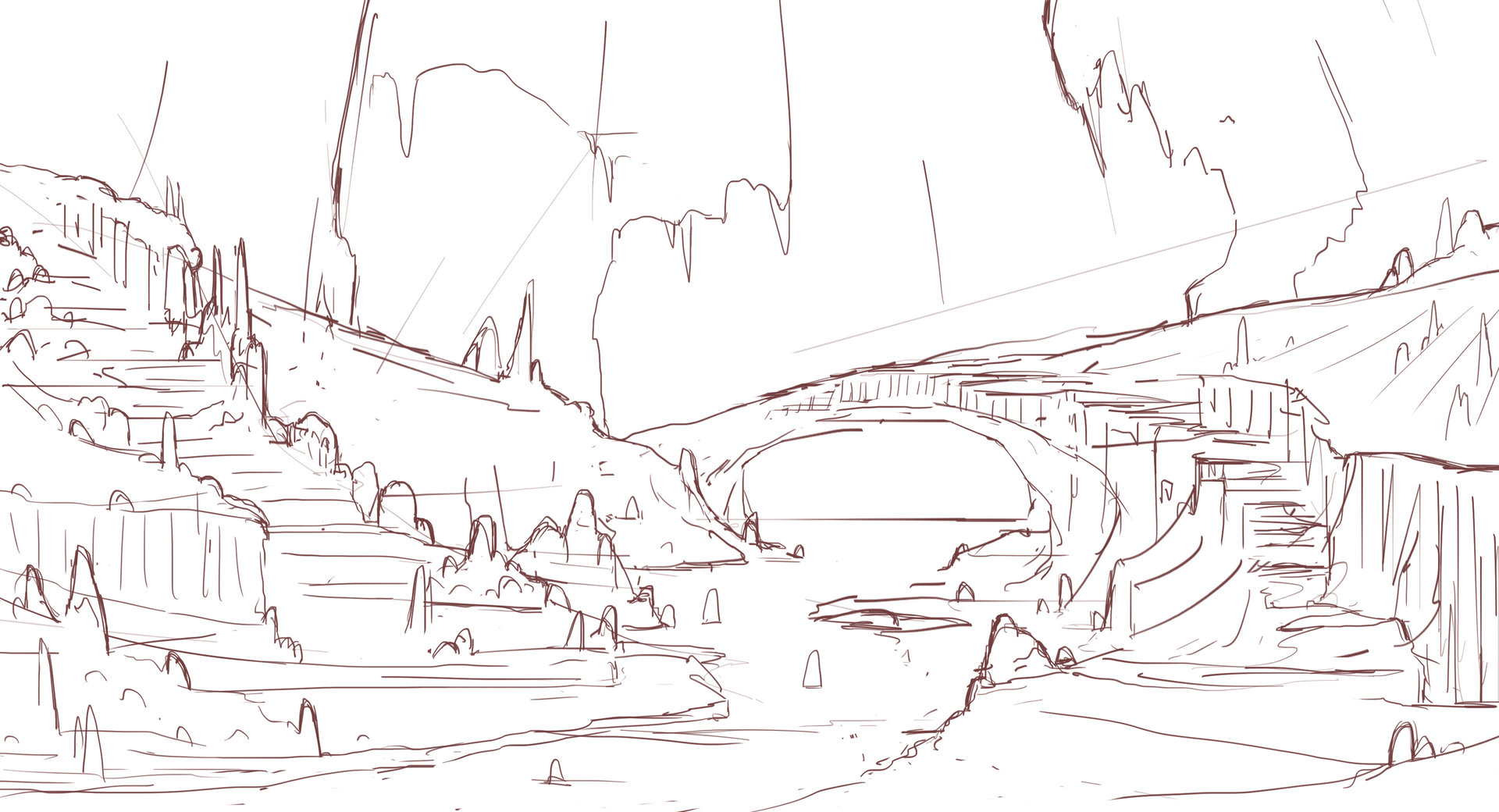 1920x1040 Artstation - Cave Sketch