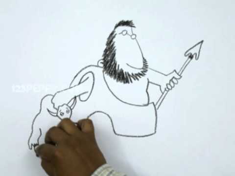 480x360 How To Draw A Caveman Hunter - Caveman Sketch