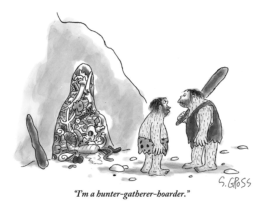 900x719 One Caveman Shows Off His Cave Full Of Bones By Sam Gross - Caveman Sketch