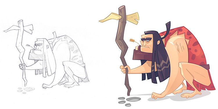 750x376 Caveman Sketch To Final Illustration Games Dev - Caveman Sketch