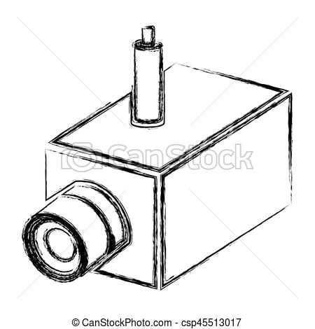 450x470 Monochrome Sketch Of Interior Video Security Camera Vector - Cctv Camera Sketch