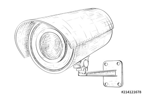 500x334 Security Cctv Camera. Hand Drawn Sketch Stock Image And Royalty - Cctv Camera Sketch