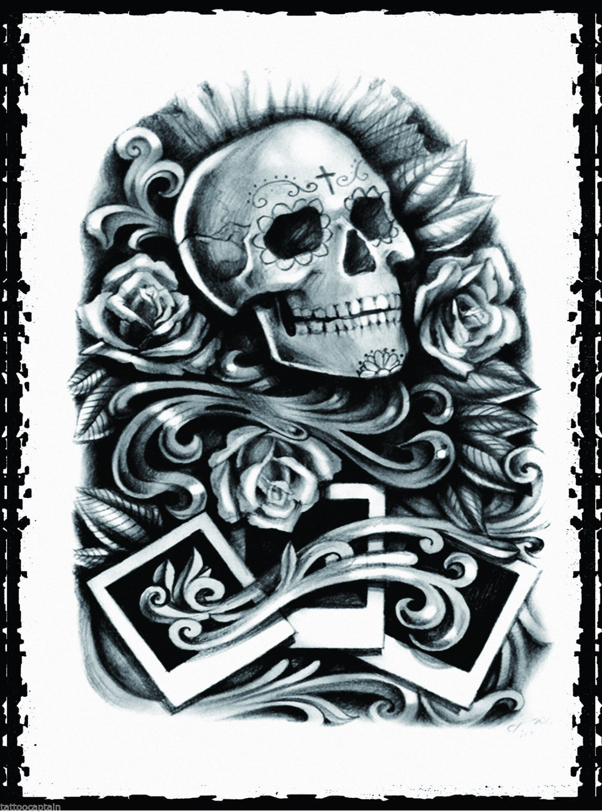 1187x1600 Skull Tattoo Flash Sketch Death Skulls Designs Book Scan Digital - Cd Sketch