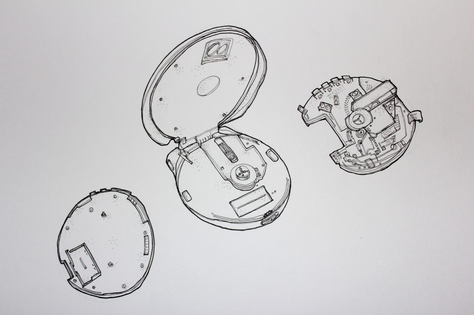 1600x1066 Sketch Innovation Disassembled Cd Player Drawing - Cd Sketch
