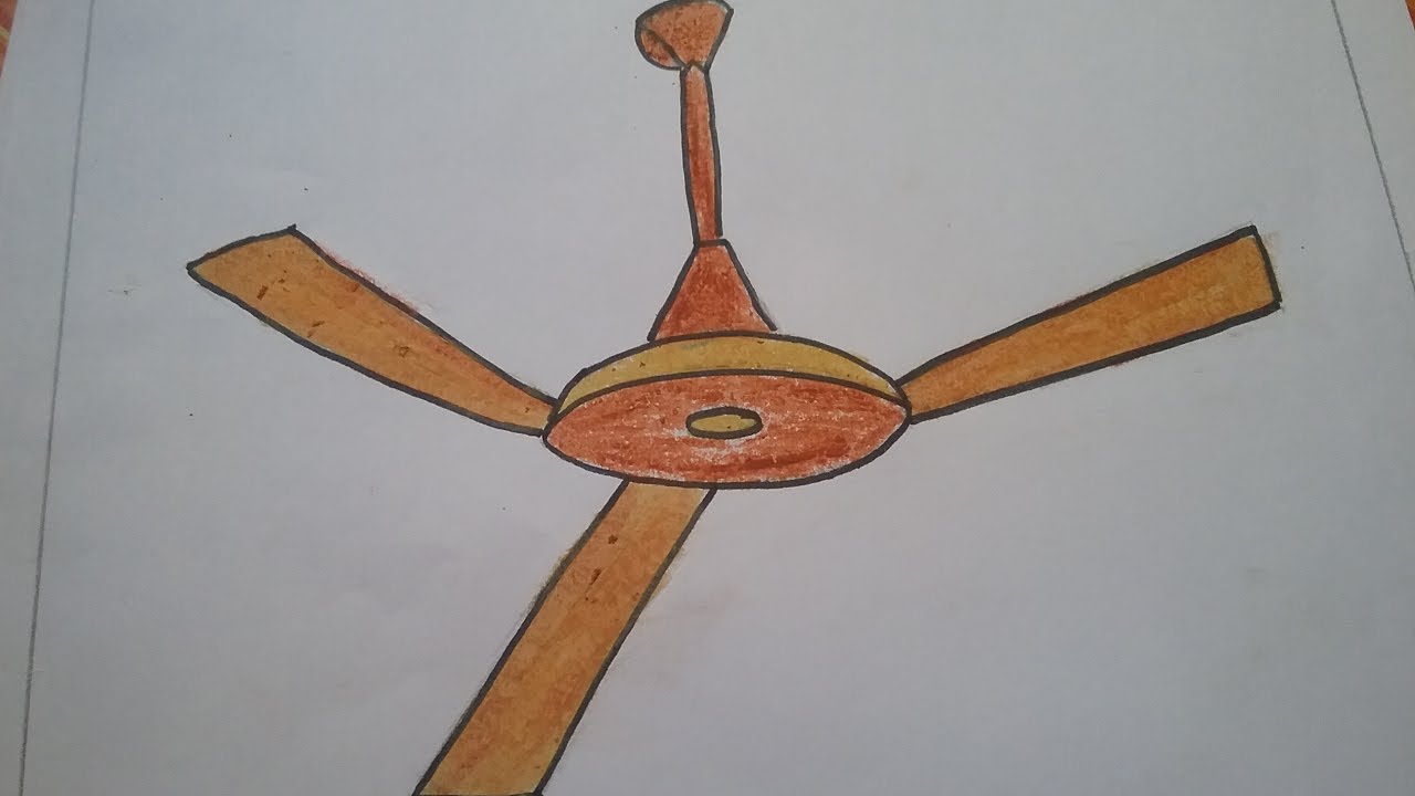 1280x720 How To Draw A Fan Easily With Basic Shapes L Ceiling Fan Drawing - Ceiling Fan Sketch