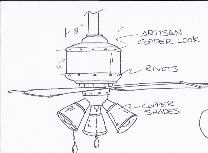 865x640 Ceiling Fan 3d Cad Model Library Grabcad - Ceiling Fan Sketch