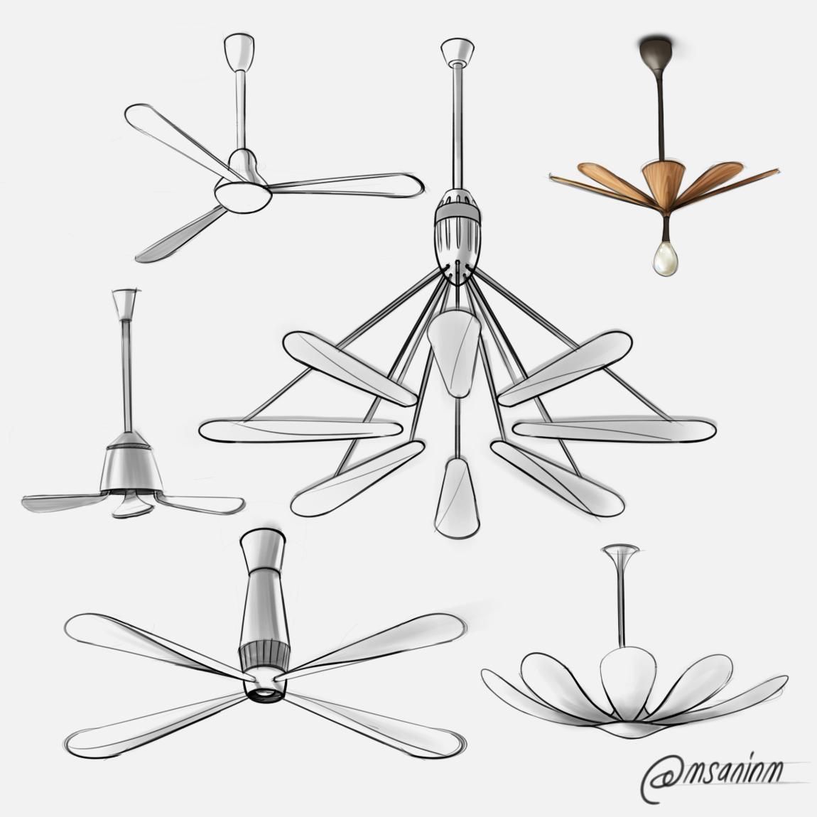 1150x1150 Ceiling Fan Design Product Sketch Design, Sketches - Ceiling Fan Sketch