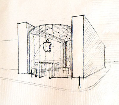 400x355 Highland Village Apple Store Will Have Glass Ceiling, Front, And - Ceiling Sketch