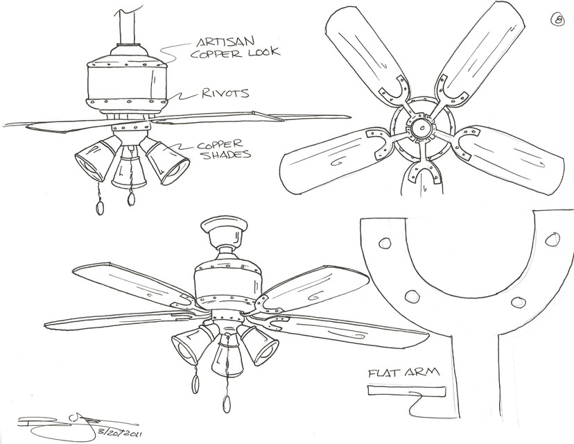 828x640 Ceiling Fan 3d Cad Model Library Grabcad - Ceiling Sketch