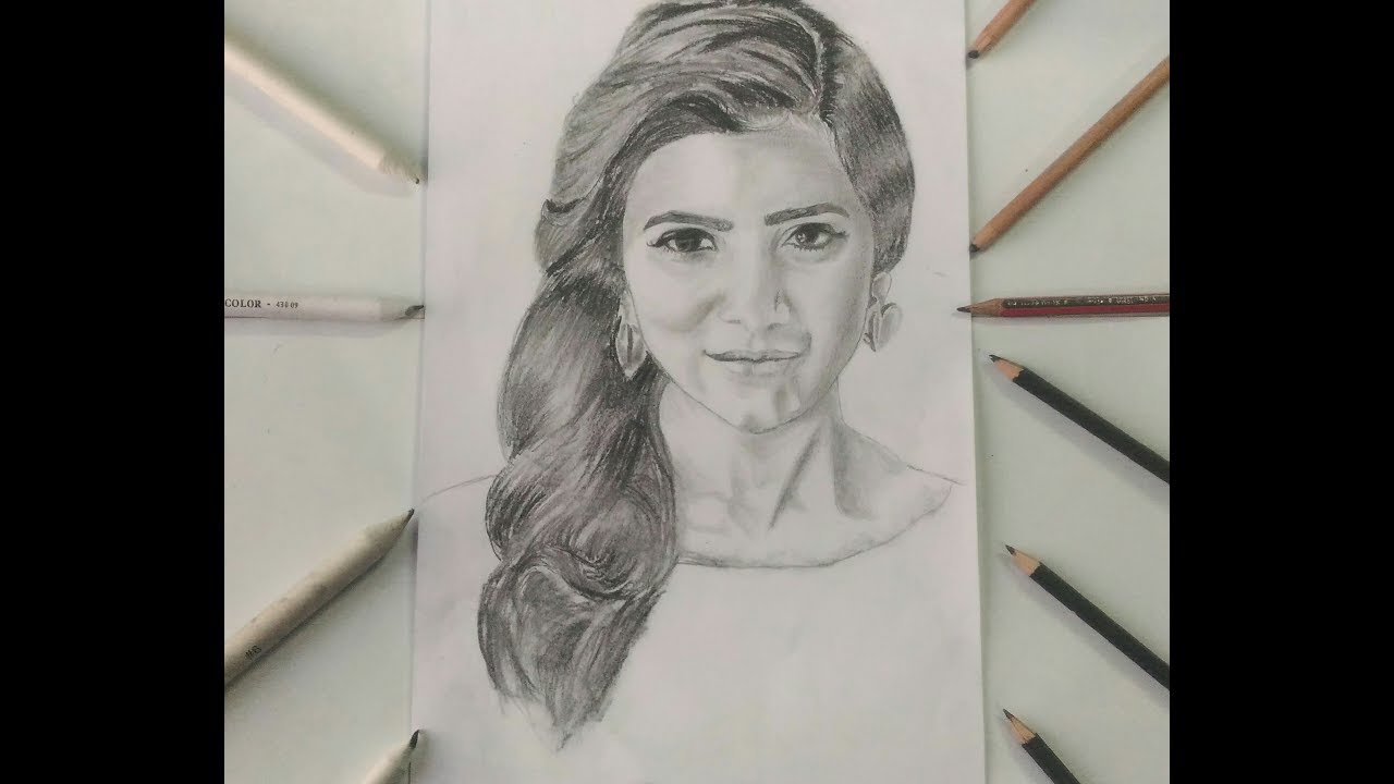 1280x720 Drawing Samantha Ruth Prabhu Celebrity Sketches - Celebrity Sketches