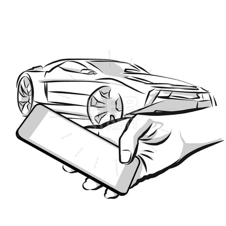 900x900 Car Rental Service Via Cellphone App Hebstreits - Cell Phone Sketch