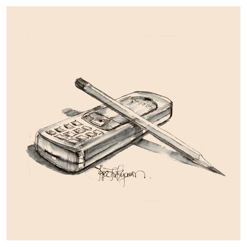 800x799 Cell Phone Drawing - Cell Phone Sketch