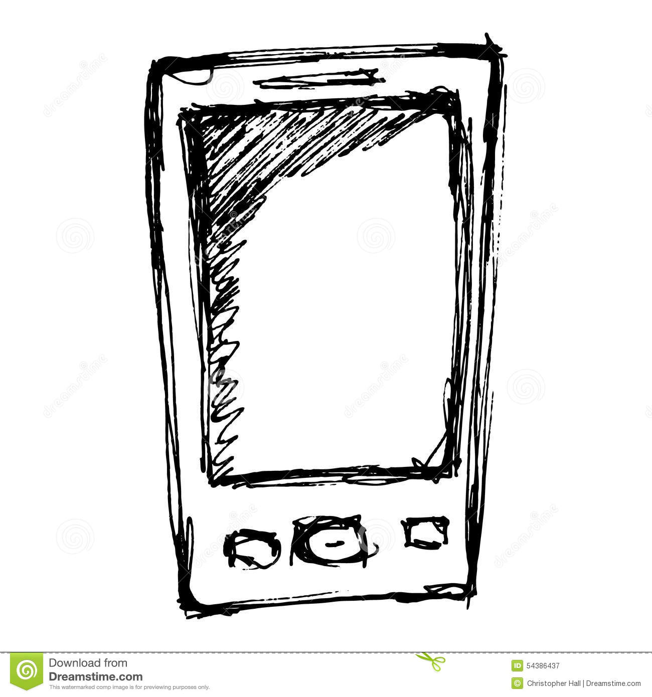 1300x1390 Collection Of Free Cellular Clipart Hand Drawn. Download On Ubisafe - Cell Phone Sketch