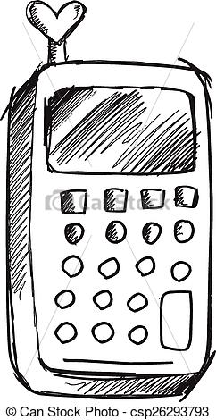 242x470 Doodle Sketch Cell Phone Vector Art. Doodle Sketch Cell Phone - Cell Phone Sketch