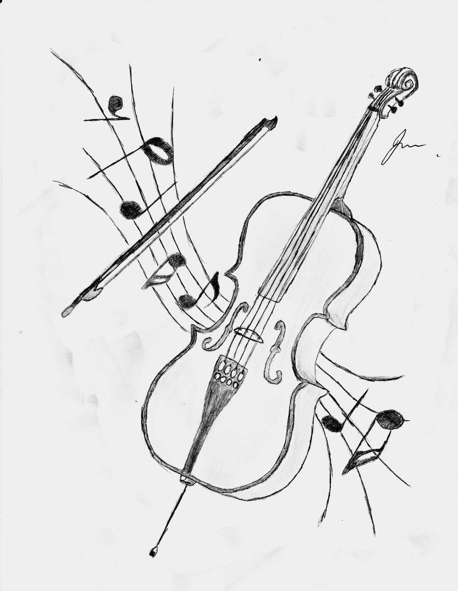 Cello Drawing Easy Violin Sketch Drawing Drawings Pencil Deviantart