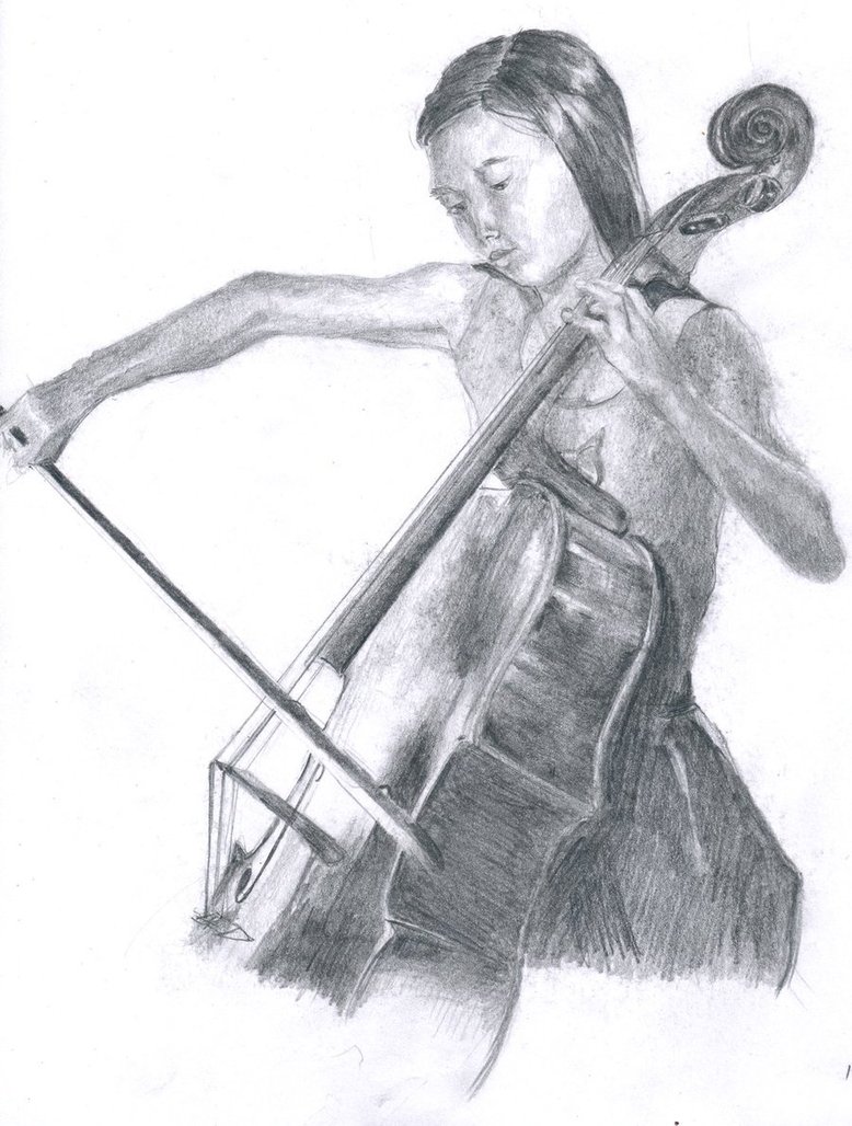 778x1028 Drawing Cellist - Cello Sketch