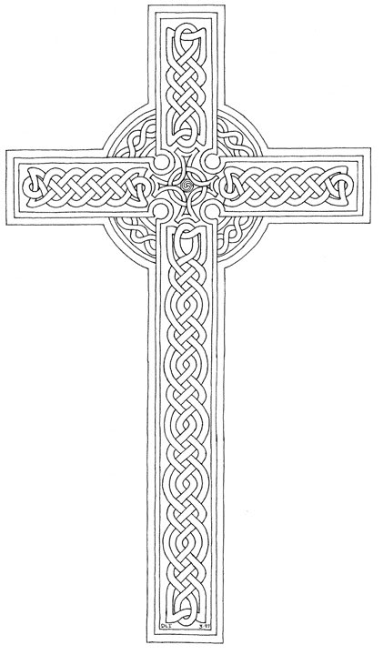 421x720 Simple Celtic Cross Round Tattoo Sketch - Celtic Cross Sketch