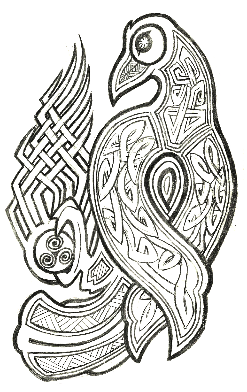 1020x1619 Celtic Raven Sketch Weasyl - Celtic Sketches