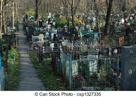 450x320 Pyatnitskoe Cemetery In Moscow. Autumn Sketch. - Cemetery Sketch