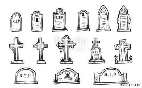 500x309 Set Of Grave Marker Vector On White Background.cemetery Mark - Cemetery Sketch