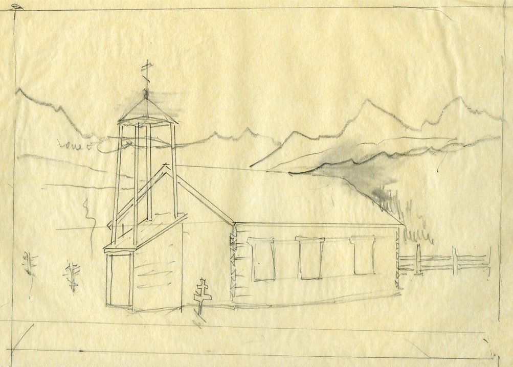 1003x718 Sketch Of St. Nicholas Russian Orthodox Chapel And Cemetery - Cemetery Sketch