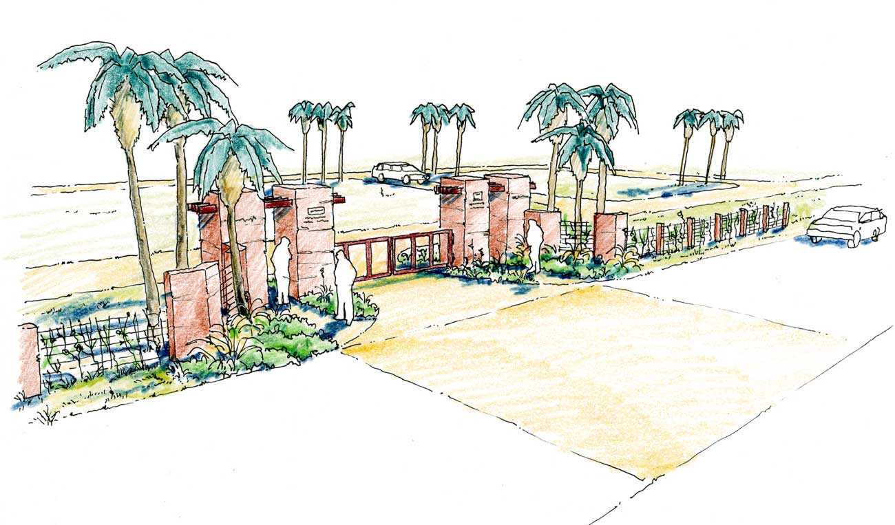 1300x763 Cemetery Entry Sketch G Brown Design - Cemetery Sketch