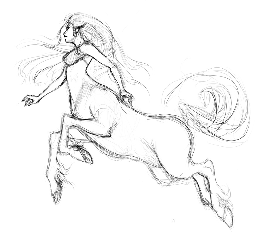 898x832 Centaur Drawing By Doven - Centaur Sketch