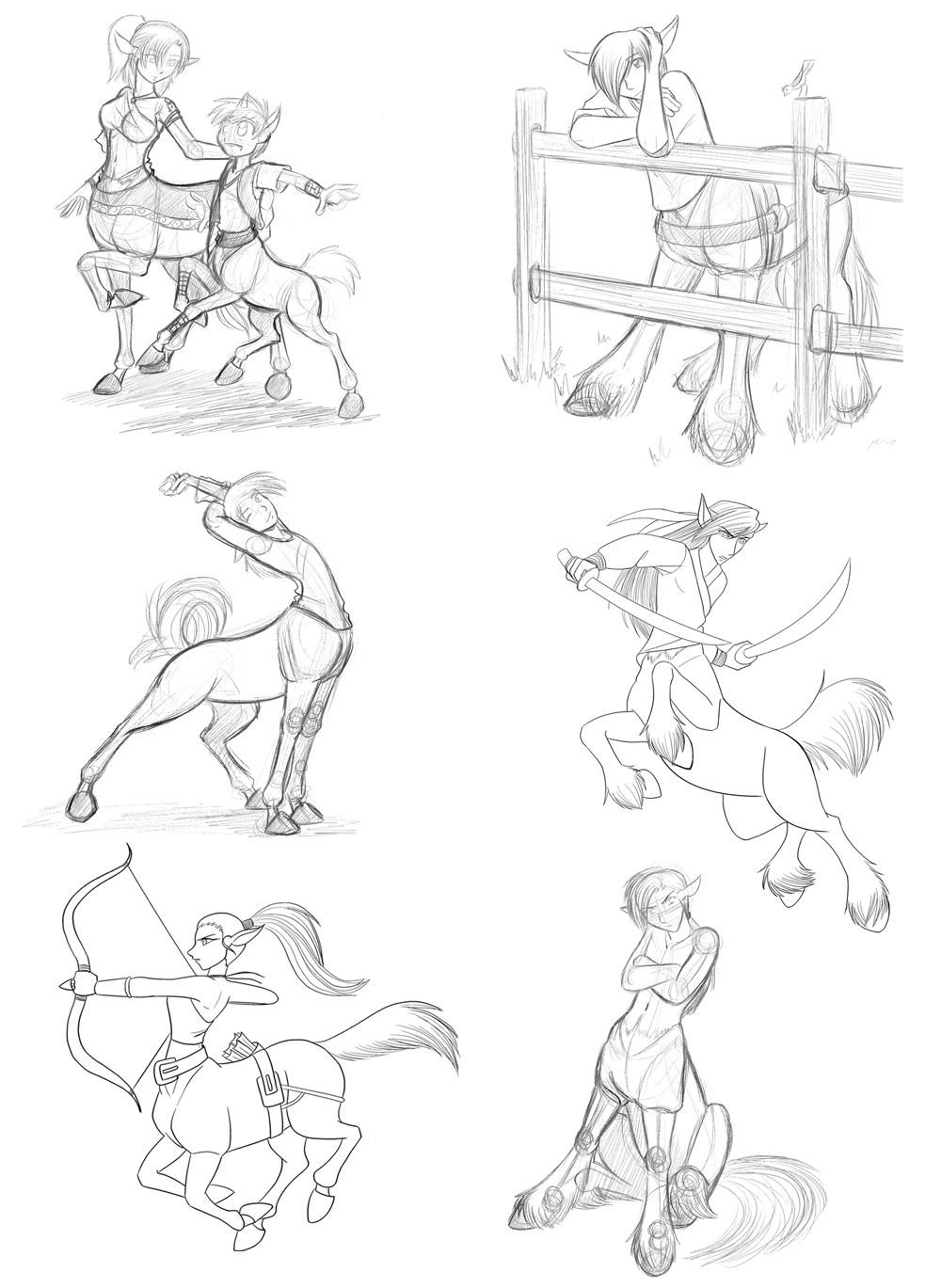 1000x1369 Centaur Sketches 2 By Kitsune64 These Are Cute Assassins And - Centaur Sketch