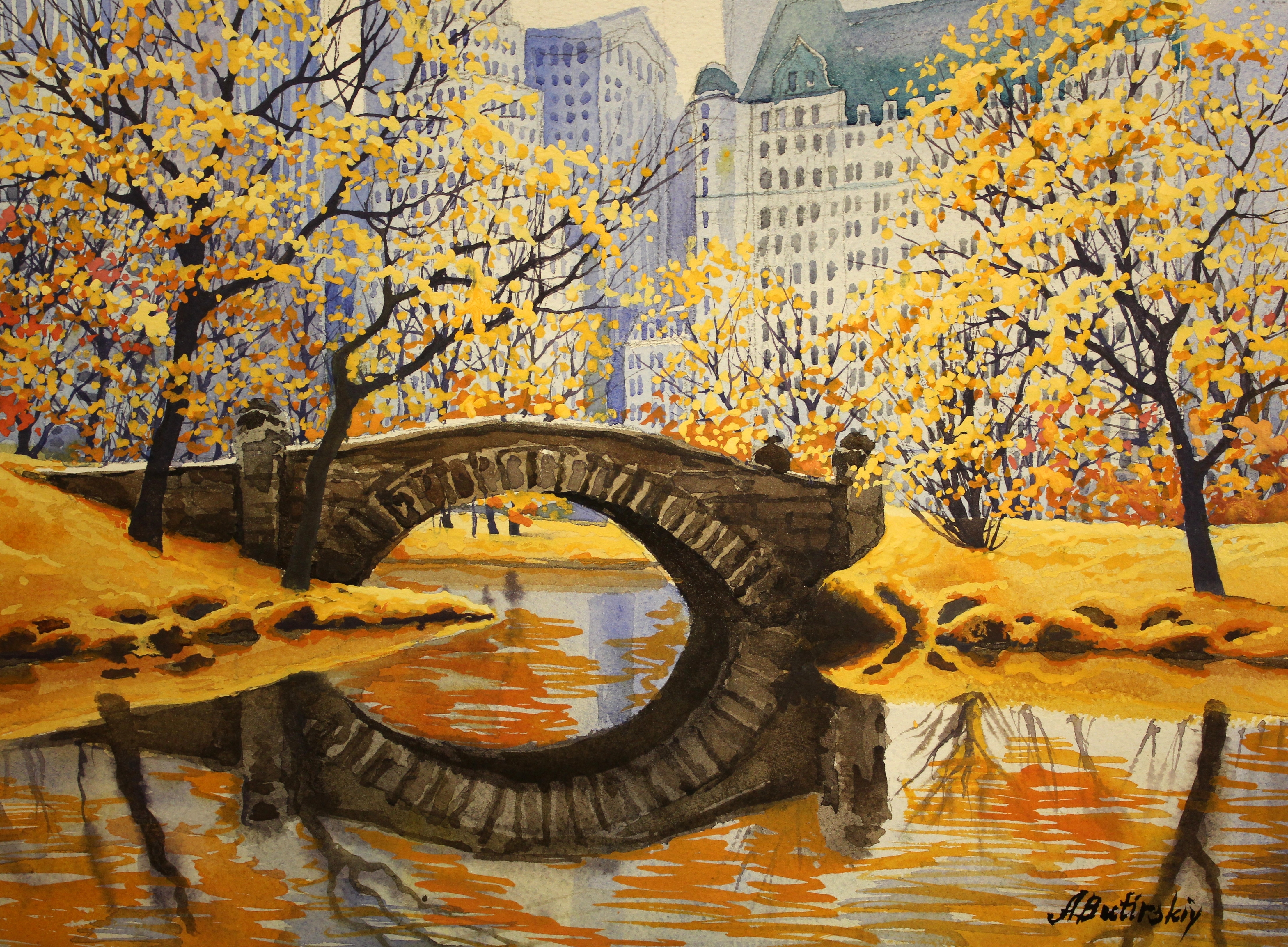 4426x3254 Central Park In Autumn - Central Park Sketch