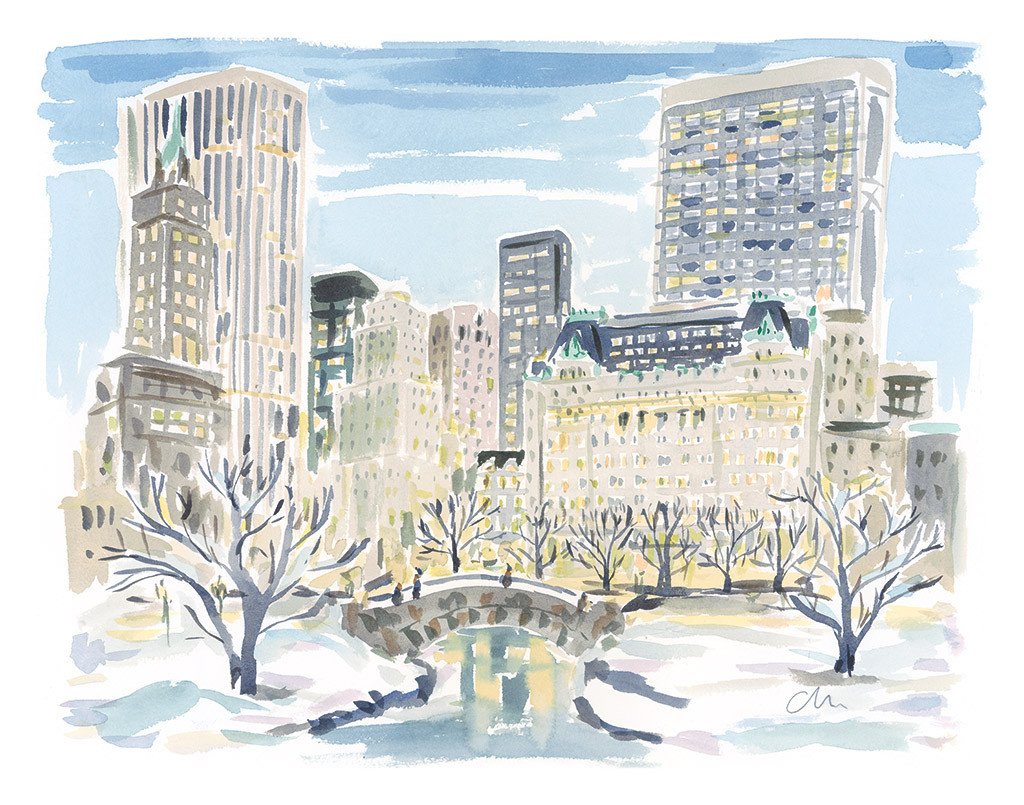 1024x805 Winter In Central Park - Central Park Sketch