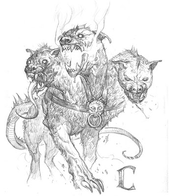 344x400 Prescott Draw Blog Sketch Of The Day 062 - Cerberus Sketch