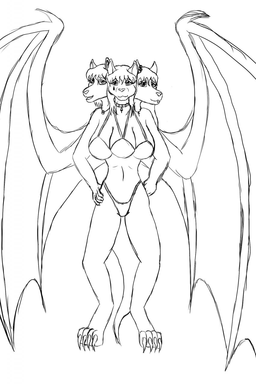 853x1280 Sketch Art Monica, The Cerberus Of Love (Whitelynx) By Sashaws - Cerberus Sketch