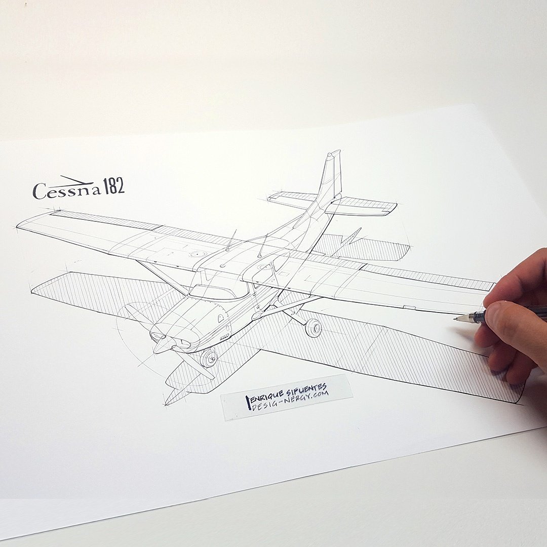 1080x1080 Enrique Sifuentes On Twitter Cessna 182 - Cessna Sketch