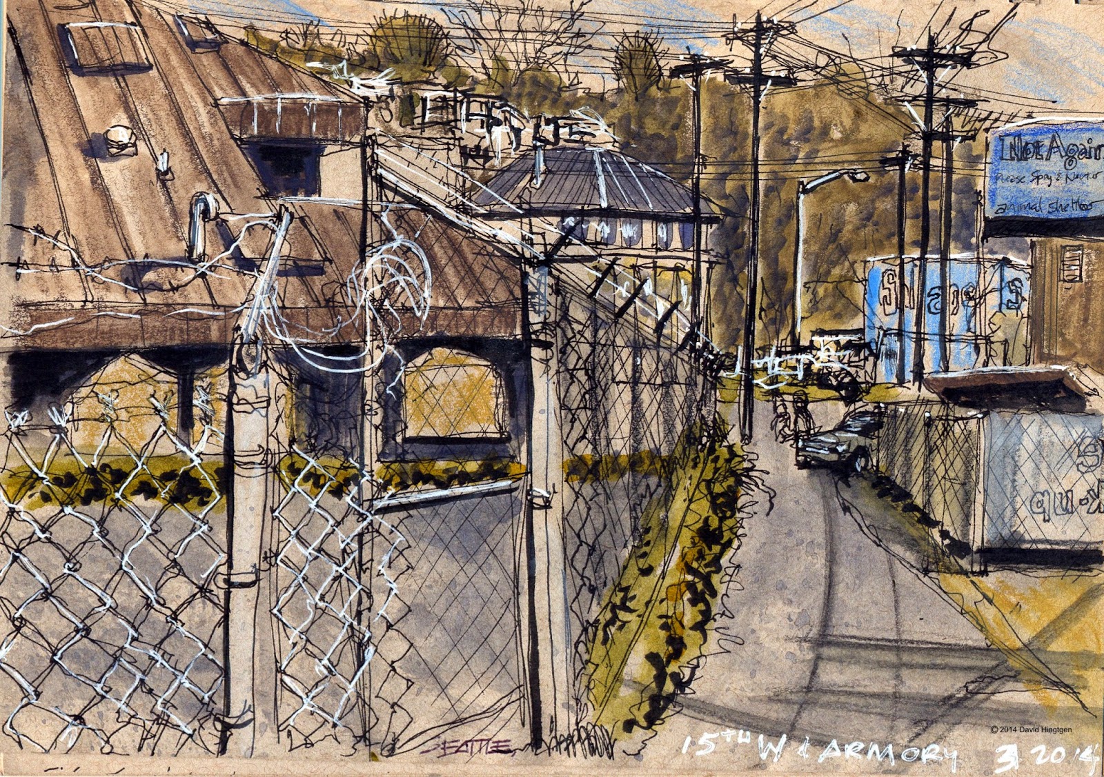 1600x1127 Urban Sketchers Seattle Chain Link Chain - Chain Link Fence Sketch